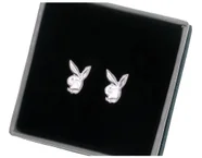 Kolczyki Srebrne Playboy Króliczek Sztyft 925 12Mm