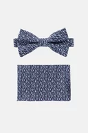 Krawaty i muchy męskie - Mucha Granatowo-Niebieska Plus Poszetka Wzór - miniaturka - grafika 1