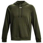 Bluzy sportowe męskie - Męska bluza Under Armour Rival Fleece Hoodie Rozmiar: M / Kolor: ciemnozielony - miniaturka - grafika 1