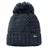 Czapki damskie - Damska Czapka Z Pomponem Jack Wolfskin Highloft Knit Cap Women Night Blue S - miniaturka - grafika 1