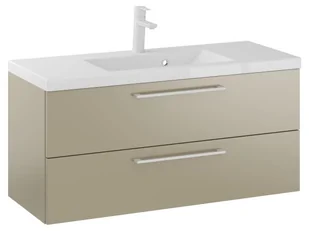 Szafka Wisząca Z Umywalką RON 100 cm - Cappuccino Mat - Uchwyty Białe Matowe - Szafki łazienkowe - miniaturka - grafika 1