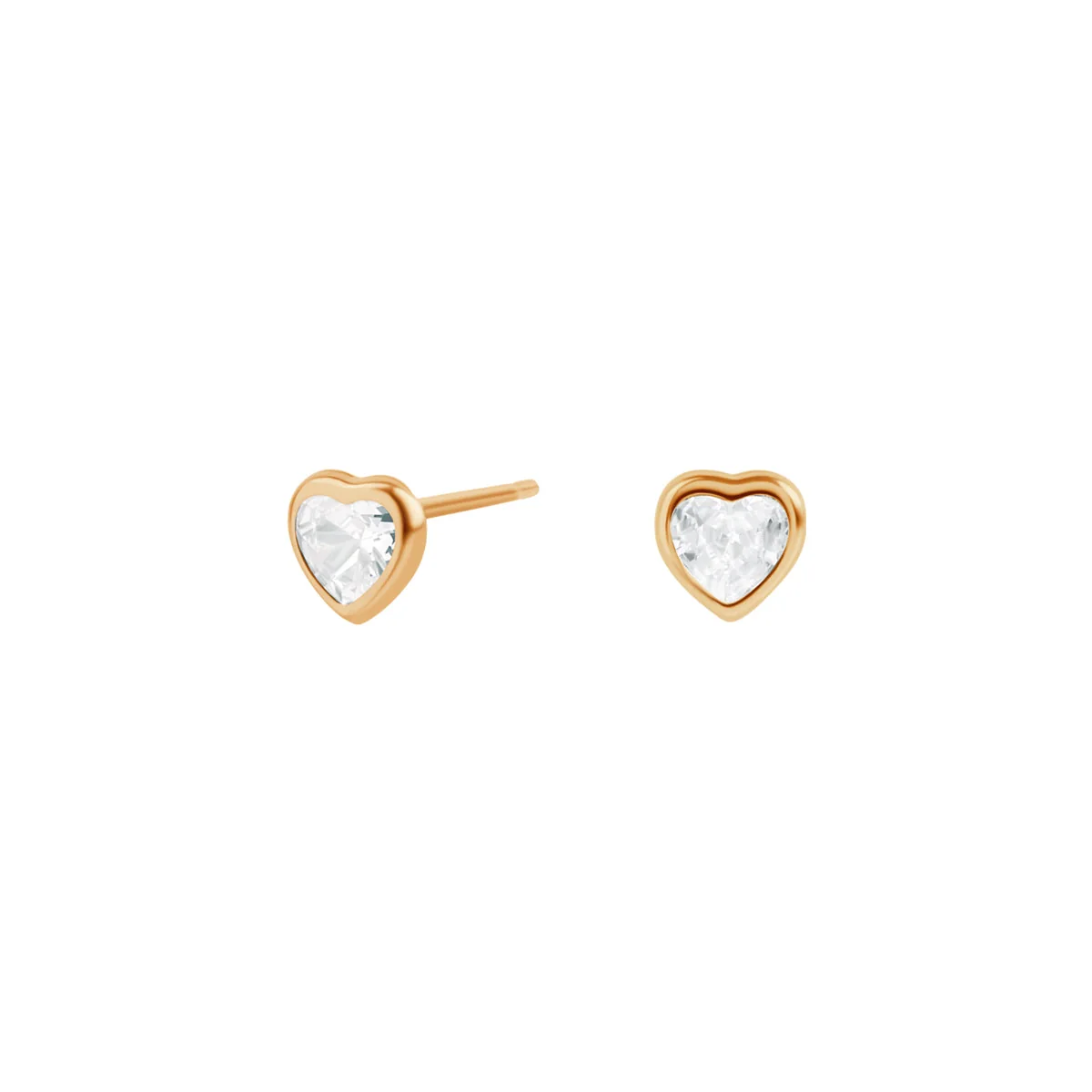 Złote kolczyki sztyfty z cyrkoniami w kształcie serca pr. 585 Verona