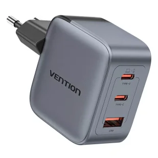 Ładowarka GaN Vention USB-C+C+A 70W Szara - Ładowarki do telefonów - miniaturka - grafika 1