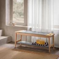 Szafki na buty - SoBuy Ławka na buty z siedziskiem Ławka do przedpokoju Ławka do łóżka Stojak na buty z kołkami Szafka na buty Natural WHT ok. 110x46x37cm HFSR01-N - miniaturka - grafika 1