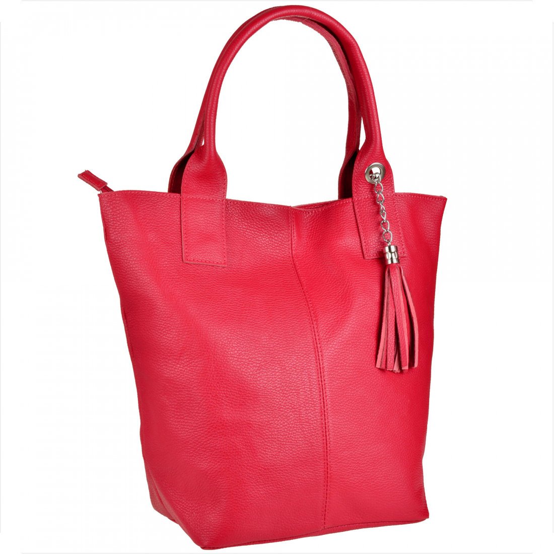 Czerwona torebka damska shopper skórzana z podszewką
