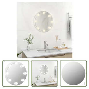 The Living Store Lustro ścienne z oświetleniem LED okrągłe szkło - Lustra - miniaturka - grafika 1