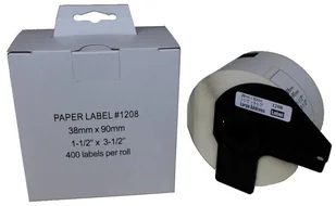 Taśma zamiennik do Brother QL 38mm*90mm*400szt., etykieta adresowa biała, czarny nadruk, DK11208 - Taśmy do drukarek barwiące - miniaturka - grafika 1