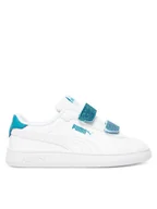Buty dla dziewczynek - Puma Sneakersy Smash 3.0 L Glitter Velcro V Inf 395610 08 Biały - miniaturka - grafika 1