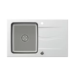 STEINER Zlewozmywak granitowy stal szlachetna jednokomorowy 78 48 19 cm z ociekaczem MICHAEL 111 FUSION biały ze stalowym odpływem FUS_M7848BI - Zlewozmywaki - miniaturka - grafika 1