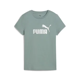 Damska koszulka z logo NO. 1 ESS METALLIC PUMA Green Moon Metallic Silver - Koszulki sportowe damskie - miniaturka - grafika 1