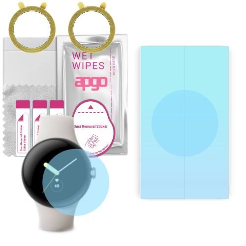 2x folia ochronna hydrożelowa do Google Pixel Watch - apgo HD HQ FLEX Smartwatch Hydrogel Protection Ochrona na ekran smartwatcha