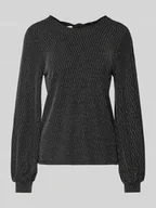 Bluzki damskie - Bluzka o kroju regular fit z długim rękawem i odznaczającym się, metalicznym wzorem na całej powierzchni model ‘CAROL’ - miniaturka - grafika 1