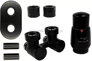 Varioterm Zawór odcinający kątowy Premium Exclusive All In One z głowicą termo - czarny mat CU - instalacja miedziana APREGS0224C/FK(Cu) - Zawory i kraniki - miniaturka - grafika 1