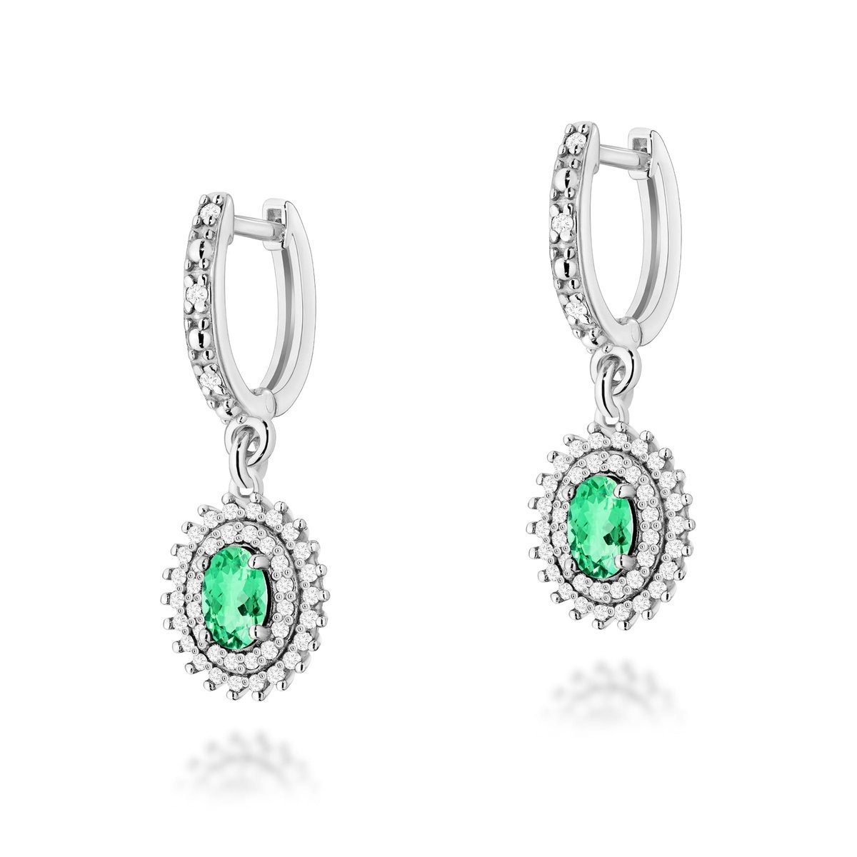 Złote kolczyki Szmaragd 2 x 0,40ct białe złoto pr. 585