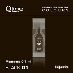 Jednorazowy pigment do makijażu permanentnego Bioevolution Black 01 Qline Pro 0,7ml monodose - Pozostałe akcesoria kosmetyczne - miniaturka - grafika 1