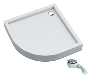 SCHEDPOL SCHEDLINE COLLECTION Brodzik półokrągły zintegrowany FAVORY PLUS WHITE STONE 90x90x16 z systemem STABILSOUND PLUS 3ST.F1O-9090/B/ST GRATIS SYFON 90 MM- - Brodziki prysznicowe - miniaturka - grafika 1