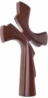Ikony i obrazy sakralne - Bukowy elegancki krzyż wiszący - miniaturka - grafika 1
