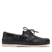 Półbuty męskie - Półbuty Tommy Hilfiger Th Boat Shoe Core Lth FM0FM05569 Granatowy - miniaturka - grafika 1