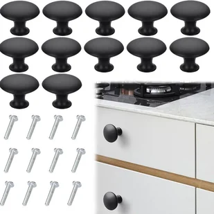 Zestaw 12 czarnych gałek do szuflad o średnicy 30 mm do drzwi kuchennych, szafek, szuflad, garderób, szafek na buty, komód, mebli domowych. - Zawiasy, okucia i inne akcesoria Zestaw 12 czarnych gałek do szuflad o średnicy 30 mm do drzwi kuchennych, szafek, szuflad, garderób, szafek na buty, komód, mebli domowych. - Zawiasy, okucia i inne akcesoria - miniaturka - grafika 1