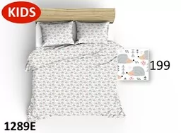 Extrapościel Pościel bawełniana 100x135 1289E biała jeże drzewka szare muchomorki 199D - Pościel dla dzieci - miniaturka - grafika 1