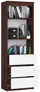 REGAŁ BIUROWY R 60 cm CLP 3 SZUFLADY 2 PÓŁKI WENGE / BIAŁY - Regały biurowe - miniaturka - grafika 3