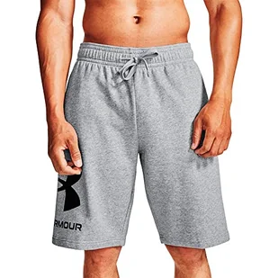 Under Armour Męskie 2021 Rival FLC duże logo miękkie szorty z polaru ze szczotkowanej bawełny, szary, S - Spodenki damskie - miniaturka - grafika 1