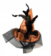 Dodatki do strojów karnawałowych - Opaska kapelusz czarownicy karnawał z welonem Halloween ruda - miniaturka - grafika 1