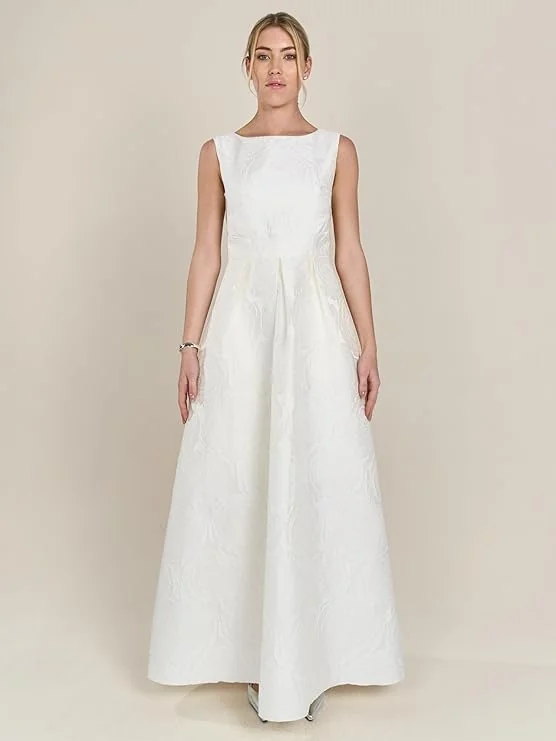 APART FASHION BIAŁA SUKNIA ŚLUBNA Z GŁADKIM DEKOLTEM ŁÓDKA 40 17BA