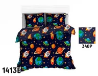Pościel dla dzieci - Pościel 160x200 1413E granatowa Kosmos Planety Galaktyka 340P - miniaturka - grafika 1