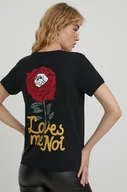 Koszulki sportowe damskie - Vans t-shirt bawełniany damski kolor czarny - miniaturka - grafika 1