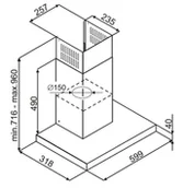 Okapy kuchenne - Globalo Design Aventelio Okap przyścienny 60 cm czarny RAL 9005 AVENTELIO 60 1 BLACK - miniaturka - grafika 1