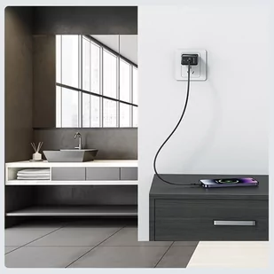 USAMS Ład. siec. 1xUSB-C+1xUSB 45W (only head) GaN PD3.0 +QC3.0 Fast Charging biały/white CC178TC02 (US-CC178) - Ładowarki do telefonów - miniaturka - grafika 4