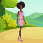 Lalki dla dziewczynek - Mattel Barbie Lalka Murzynka W Sukience Klasyczna - miniaturka - grafika 1