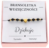 Bransoletki - Bransoletka wdzięczności z turmalinem i hematytem kamienie naturalne serce - miniaturka - grafika 1