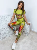 Dresy damskie - Komplet damski sportowy LEOPARD neonowy zielony Dstreet AY0658-L - miniaturka - grafika 1