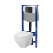 Stelaże i zestawy podtynkowe do WC - Zestaw podtynkowy Cersanit Savio stelaż System przycisk Accento czarny - miniaturka - grafika 1