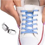 Akcesoria obuwnicze - SULPO Sznurówki do butów bez wiązania niebieski z brokat - miniaturka - grafika 1