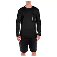 Koszulki męskie - Replay Męska koszulka z długim rękawem z bawełny, 098 BLACK, XL - miniaturka - grafika 1