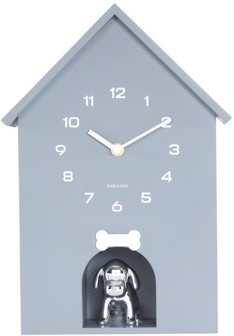 Karlsson Zegar Karlsson KA6096GY szary Dog House szczekanie psa .