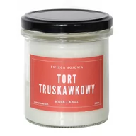 Świece - Świeca sojowa TORT TRUSKAWKOWY - aromatyczna ręcznie robiona naturalna świeca zapachowa w słoiczku 300ml - miniaturka - grafika 1