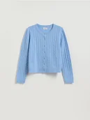 Swetry damskie - Reserved - Wełniany kardigan - jasnoniebieski - miniaturka - grafika 1
