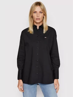 Koszule damskie - Tommy Jeans Koszula Oversized Poplin DW0DW12080 Czarny Oversize - grafika 1