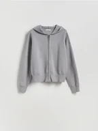 Swetry damskie - Reserved - Rozpinany sweter z kapturem - szary - miniaturka - grafika 1