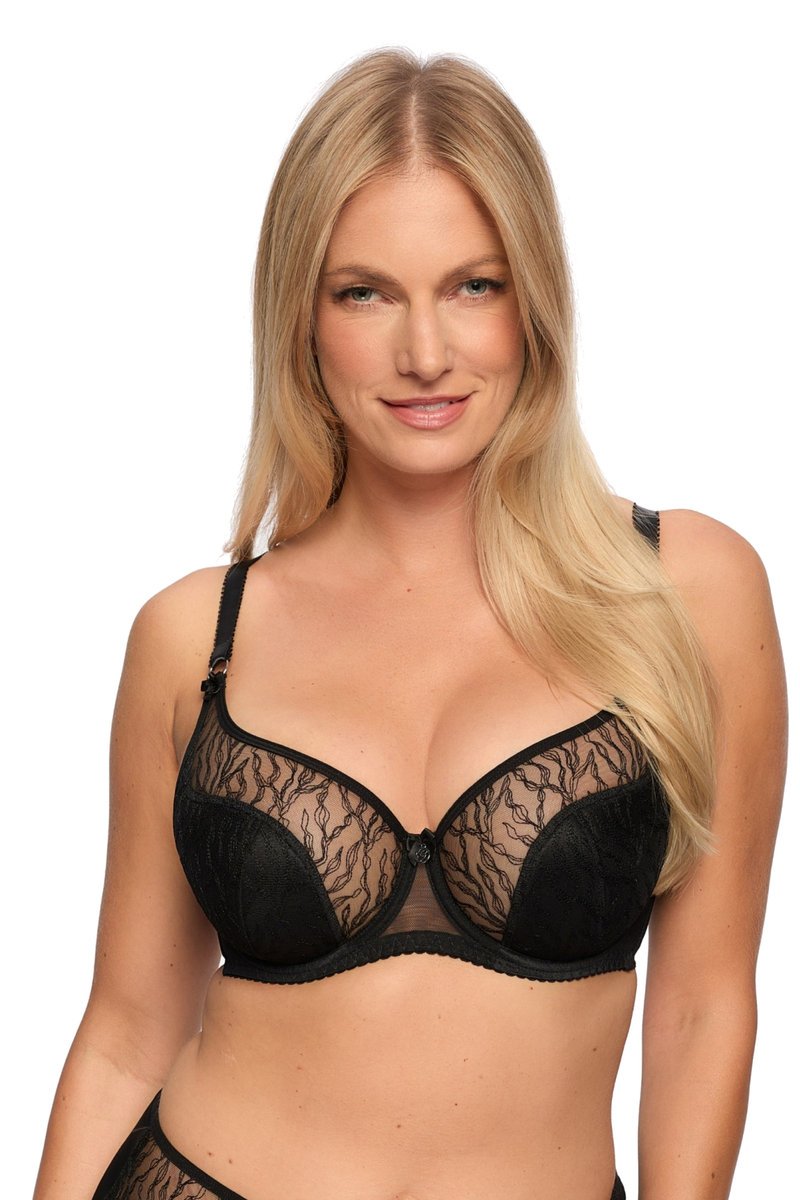 Biustonosz z koronką Semi-Soft Sabina 1301 półusztywniany czarny 85E