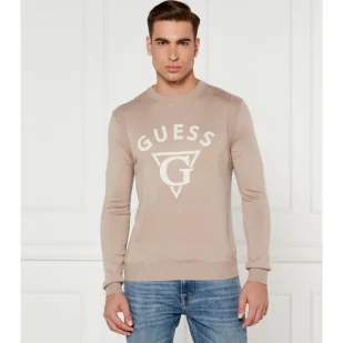 GUESS Sweter EDGAR Regular Fit z dodatkiem jedwabiu - Swetry męskie - miniaturka - grafika 1