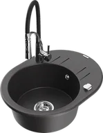 Zlewozmywaki z baterią - Mexen Kevin zlewozmywak granitowy 1-komorowy z ociekaczem i baterią kuchenną Aster, czarny nakrapiany - 6517-76-73450-07 - miniaturka - grafika 1