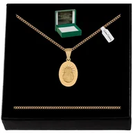 Biżuteria dla dzieci - ZŁOTY ŁAŃCUSZEK PANCERKA + MEDALIK SZKAPLERZ PR. 925/585 + GRAWER KOMUNIA - miniaturka - grafika 1