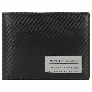 Portfele - Replay Portfel Ochrona RFID Skórzany 13 cm black - grafika 1