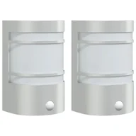 Lampy ogrodowe - vidaXL Kinkiety zewnętrzne z czujnikiem ruchu, 2 szt., srebrne, stal - miniaturka - grafika 1