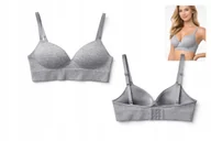 Biustonosze - Biustonosz bez fiszbin damski push up prążkowany szary rozmiar S/M - miniaturka - grafika 1